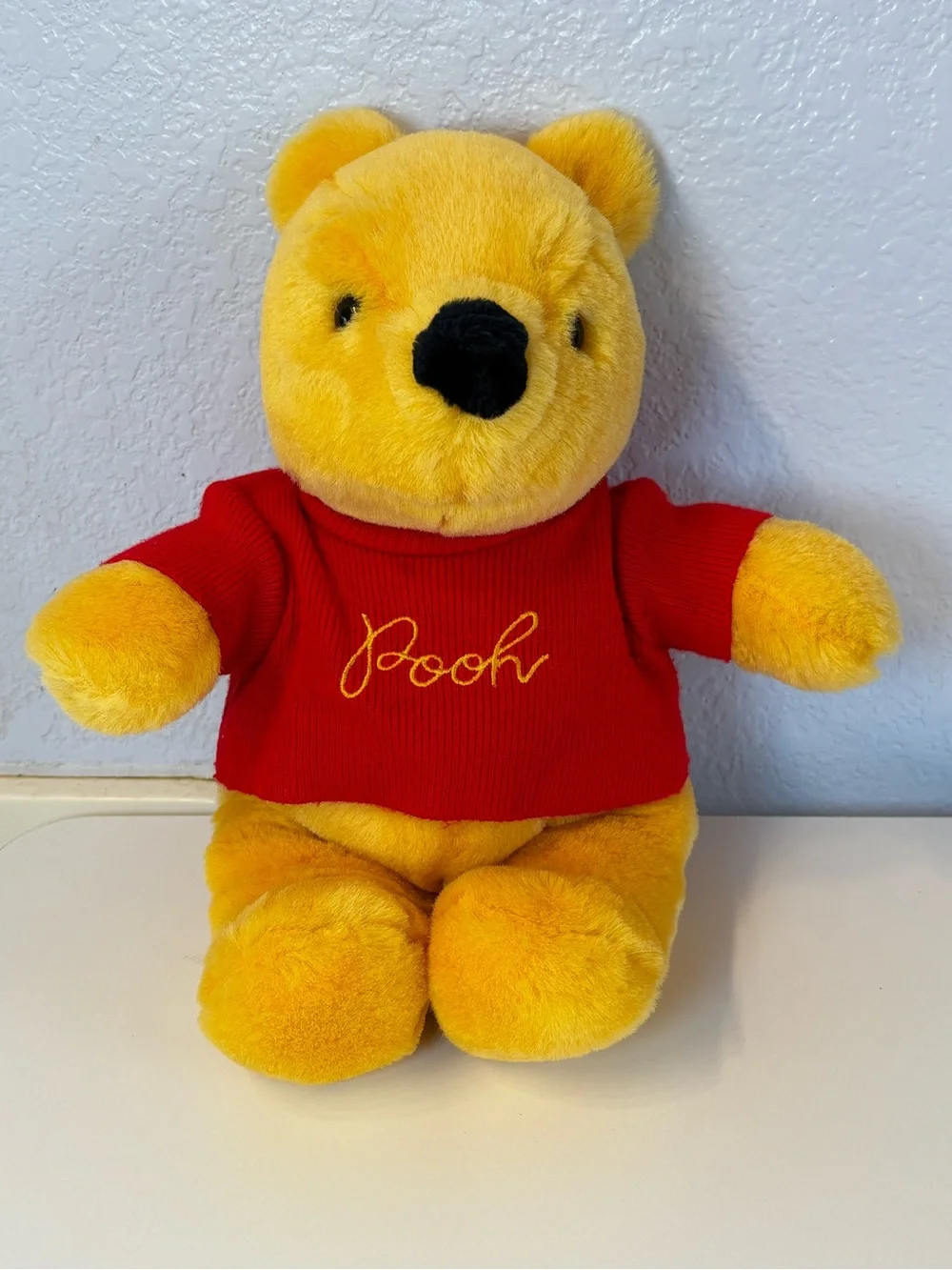 Vintage Sears Disney Winnie the Pooh Plush Bear 12” Gund Red Shirt Excellent